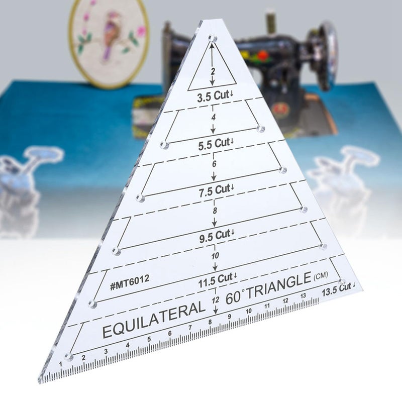 Hilitand 60 Degree Equilateral Triangle Quilting Ruler, Transparent, 5*30cm/1.97*11.81in, Plastic, Single Piece Construction - Image 1